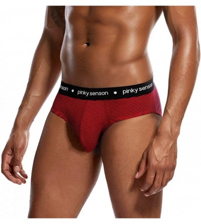 Briefs Men's Underwear- Men Transparent Underwear Shorts Briefs Underpants - Red-b - CA192UE9I43 $13.74