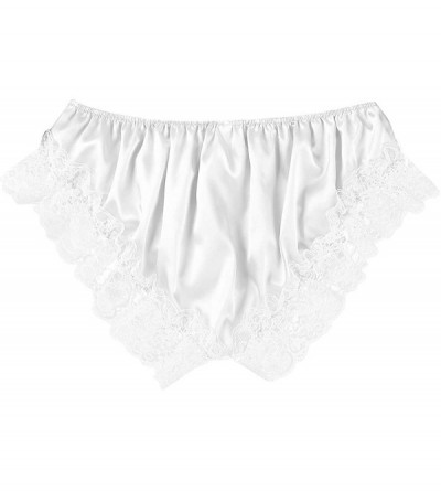 Briefs Men's Sissy Panty Frilly Ruffles Satin Bikini Briefs Crossdress Underwear - White - CD18M4DYT5U $16.13