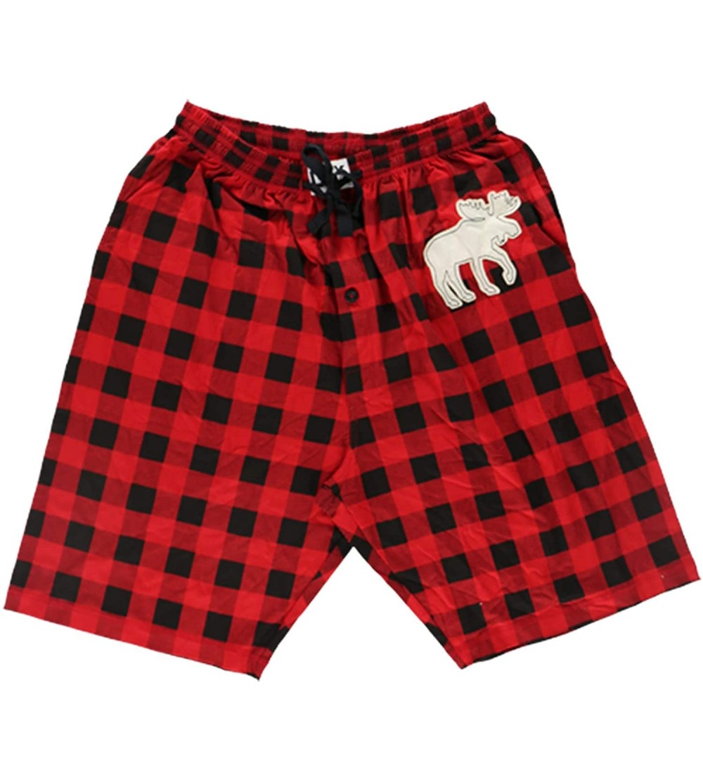Sleep Bottoms Pajama Shorts for Men- Men's Separate Bottoms- Cotton Loungewear - Moose Plaid - CZ18UCCZC2N $25.43
