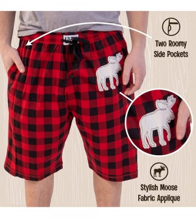 Sleep Bottoms Pajama Shorts for Men- Men's Separate Bottoms- Cotton Loungewear - Moose Plaid - CZ18UCCZC2N $25.43