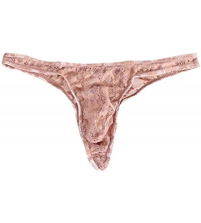 Briefs Men's Sexy Jockstrap Lace Mesh Briefs Low Rise Bikini Comfort Soft Breathable See Through Pouch Underwear - Brown - CI...