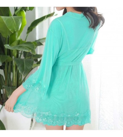 Bustiers & Corsets Sexy Wireless Rimless Pajamas Lace Silk Underwear Women Sexy Lingerie - Green - C91938CW98A $16.31