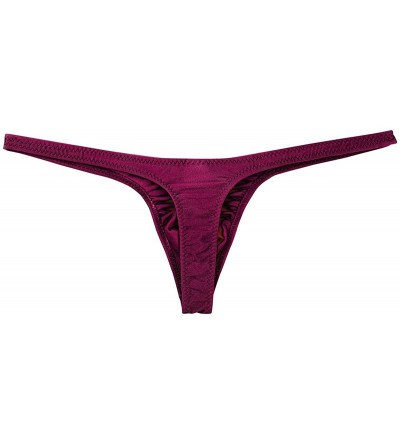 G-Strings & Thongs Sexy Men's Spandex Low Rise Bikini Briefs Backless Thong Jockstraps Underwear - Wine Red - C318EIHQ7RG $17.60