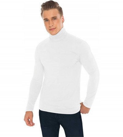 Thermal Underwear Men's Slim Fit Soft Turtleneck Long Sleeve Pullover Lightweight T-Shirt - White 08 - C418ZGGTXQ3 $18.04