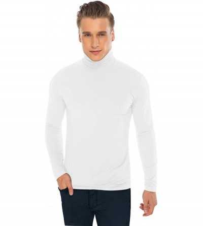 Thermal Underwear Men's Slim Fit Soft Turtleneck Long Sleeve Pullover Lightweight T-Shirt - White 08 - C418ZGGTXQ3 $18.04