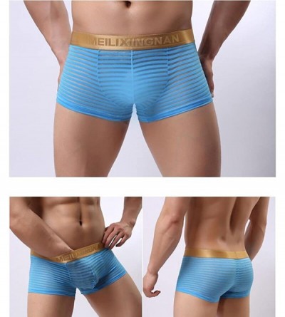 Boxer Briefs 2 Pack Men Boxer Briefs Shorts Soft Underpants See-through Transparent Sexy Underwear Trunk For Man - Blue-white...