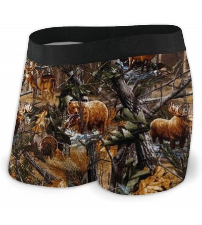 Boxer Briefs Camo Hunting Deer Bear Moose Turkey Duck Men's Low Rise Polyester Spandex Boxer Brief Lightweight Underwear - C6...