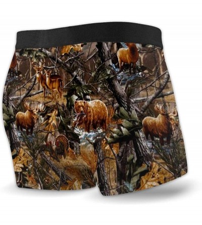 Boxer Briefs Camo Hunting Deer Bear Moose Turkey Duck Men's Low Rise Polyester Spandex Boxer Brief Lightweight Underwear - C6...