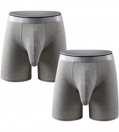 Boxer Briefs Men's Underwear Cotton Boxer Briefs Long Leg Boxer Brief Shorts No Ride Up Boxers with Separate Pouch - 2 Packs-...