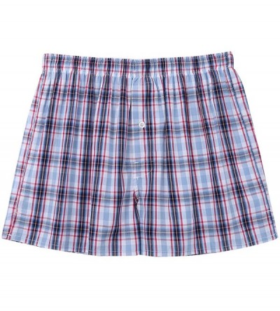 Boxers Men's Cotton Woven Boxer Shorts Classic Fit Plaid Underwear Sleepwear with Button Fly - Colorful - CO18TSTAY9L $20.29
