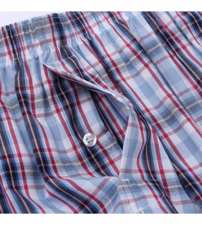 Boxers Men's Cotton Woven Boxer Shorts Classic Fit Plaid Underwear Sleepwear with Button Fly - Colorful - CO18TSTAY9L $20.29