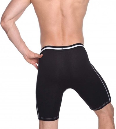 Boxer Briefs Men's Underwear Performance Long Soft Stretch Cotton Boxer Briefs 3 Pack - Grey+2 Black - C818NM23HA7 $26.55