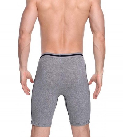 Boxer Briefs Men's Underwear Performance Long Soft Stretch Cotton Boxer Briefs 3 Pack - Grey+2 Black - C818NM23HA7 $26.55