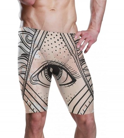 Shapewear Men's Swim Trunks Yak Cow Long Quick Dry Beach Board Shorts - Masonic Square and Compass Symbol With All Seeing Eye...