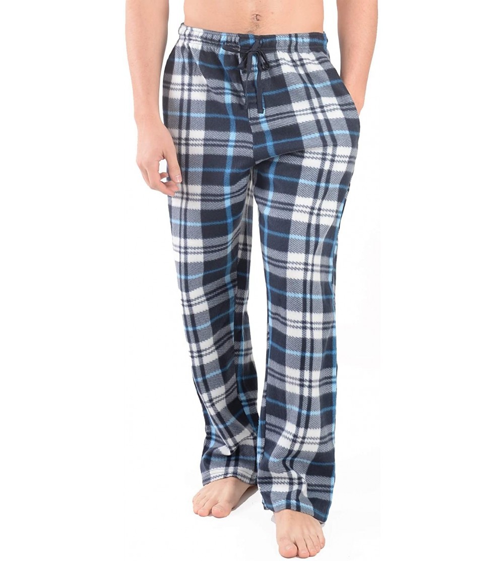 Sleep Bottoms Mens Plush Soft Fleece PJ Pajama Sleep Bottoms Lounge Pants - Black/Teal N130 - CW18Y3OHRHU $14.23