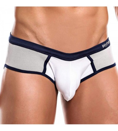Briefs Mens Brief Ultra Soft Back Sheer Pouch EnhancSexy Underwear - White - C2190AA998E $18.33