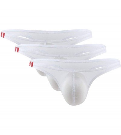 Briefs Men's Thongs Underwear Low Waist Ice Silk Briefs Bikini Bulge Enhancing - White02 - C518UXG0T3K $41.97