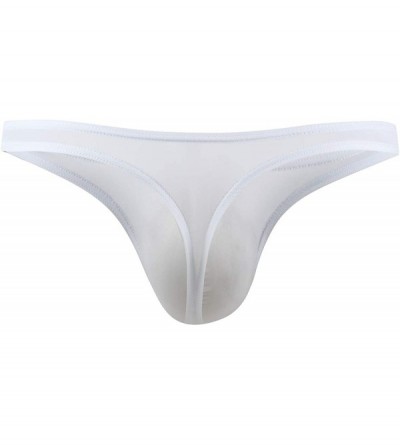 Briefs Men's Thongs Underwear Low Waist Ice Silk Briefs Bikini Bulge Enhancing - White02 - C518UXG0T3K $16.10