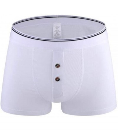 Boxer Briefs Mens Underwears 6XL Button Fly Boxer Briefs Cotton Cosy Casual Trunk for Men Pack of 3 - White - CQ193ETR0Q2 $59.66