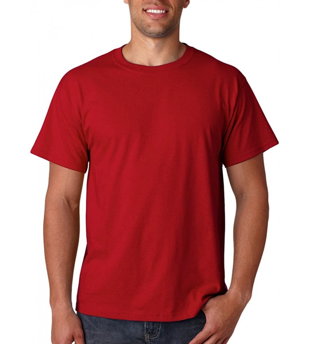 Undershirts Men's Cotton Crew-Neck Tagless Undershirts Tanks T-Shirts - Crimson - CR11ZHEB8D9 $21.54