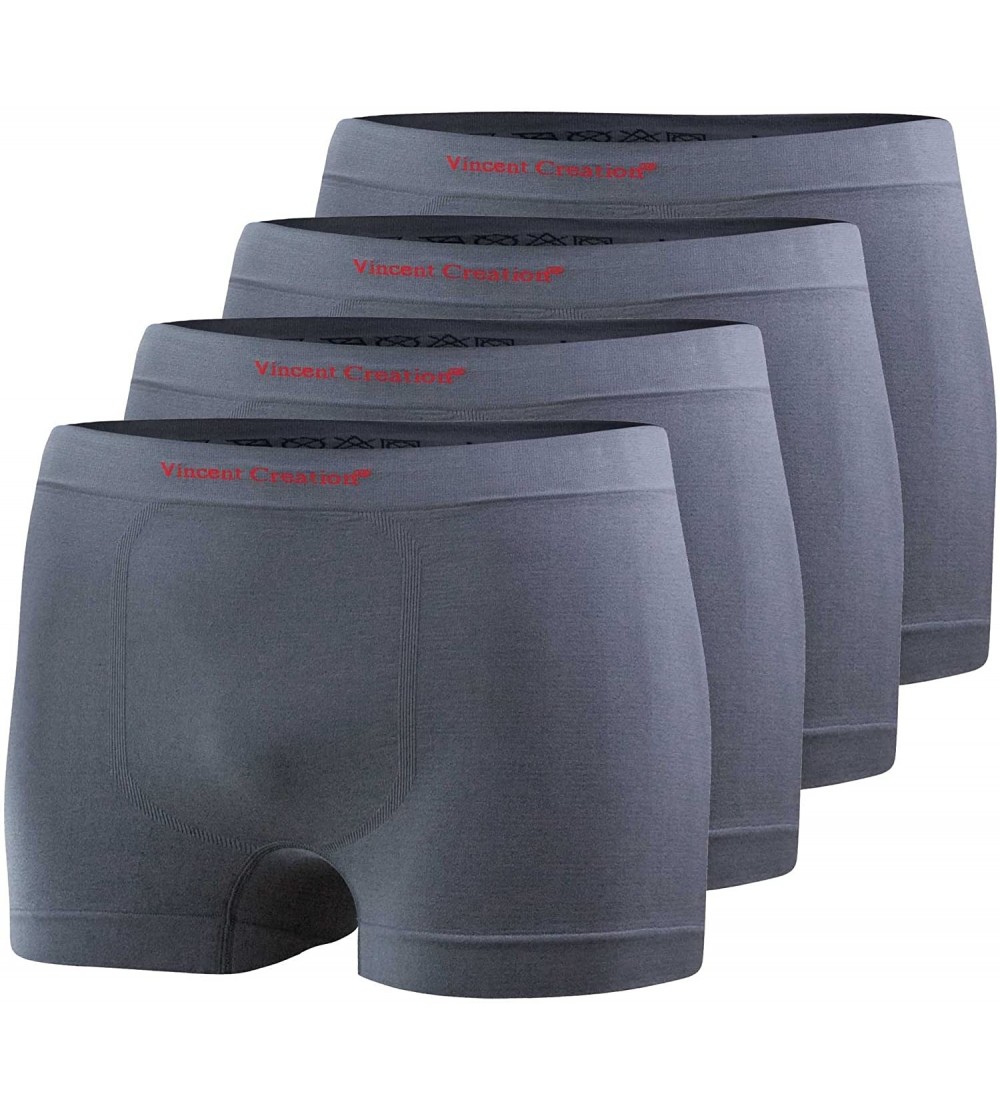 Boxer Briefs 4 Pack Men's Underwear Boxer Briefs- Seamless Boxershorts- Trunks - Grey - CD185A8ROSD $12.03