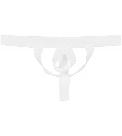 G-Strings & Thongs Men's Open Back G-String Thong T-Back Suspensory Jockstrap Bikini Underwear - White - C318Q4CD4T3 $29.58