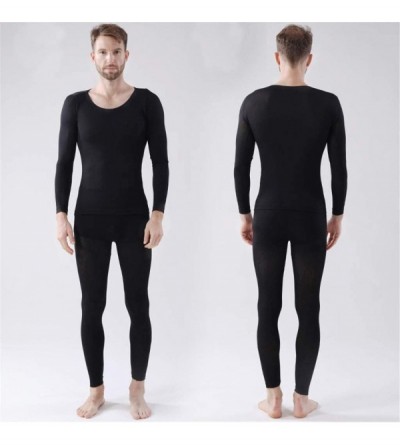 Thermal Underwear Seamless Elastic Thermal Inner Wear Thermal Underwear (Top & Bottom) for Man - Black - CN1925ICQWQ $15.09
