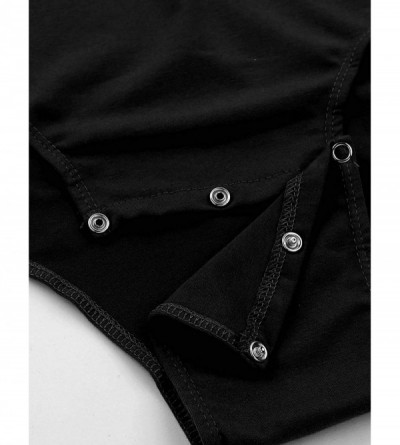 Briefs Mens Short Sleeve Button Down Shirt Bodysuit One Piece Open Press Button Crotch Jumpsuit - Black - C618T3YA9XO $26.25