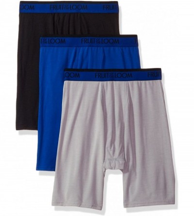 Boxer Briefs Men's 3-Pack Premium Cool Blend Long Leg Boxer Brief - Assorted - CG186UQ3LDI $40.11