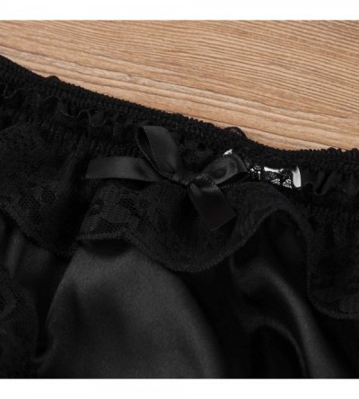 Briefs Mens Soft Silky Satin Frilly Ruffles Lace Girly Maid Bikini Briefs Sissy Pouch Crossdress Cheeky Panties Underwear - B...