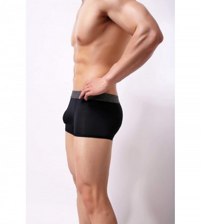 Boxer Briefs Men's Silky Boxer Briefs Short Leg Mesh Breathable Underwear - Black - CM1982XSOM6 $9.49