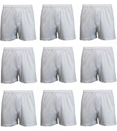 Boxers Mens Knit Boxer Shorts & Briefs - White (9-pack) - CL18X6KNG93 $11.75