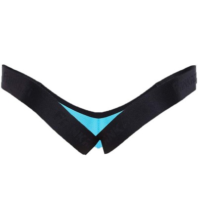 Bikinis Men's Lingerie Low Waist Bulge Pouch G-String Thong T-Back Jockstrap Underwear - Blue - CN18REYLSXE $18.04
