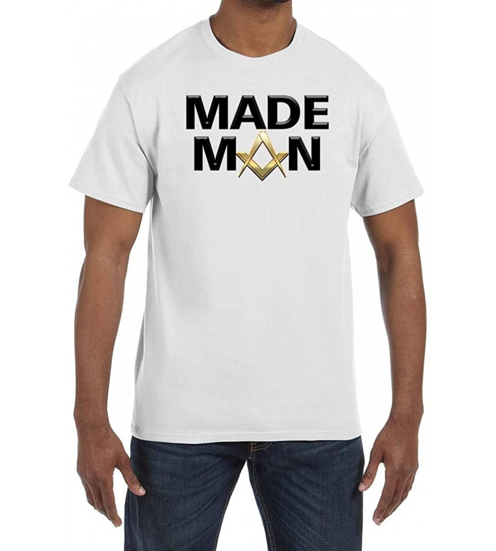 Undershirts Man Square & Compass Masonic Men's Crewneck T-Shirt - White - CO1853OG9UO $19.06