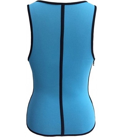 Bustiers & Corsets Women's Neoprene Sauna Waist Trainer Vest Heated Slimming Side-Zipper Blue - CJ1804RC2K3 $21.05