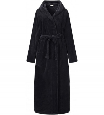 Robes Men's Warm and Soft Fleece Robe Bathrobe with Hood RHM2760 - Black - CC17YK9XXLN $38.61