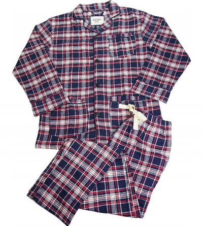 Sleep Sets Mens Long Sleeve Flannel Pajamas - Navy/Red - CV12NTK3JR3 $49.63