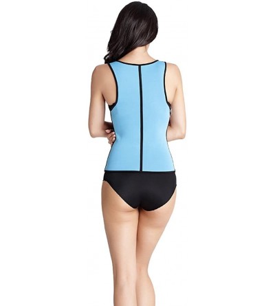 Bustiers & Corsets Women's Neoprene Sauna Waist Trainer Vest Heated Slimming Side-Zipper Blue - CJ1804RC2K3 $21.05