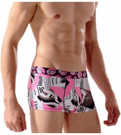 Boxers Sexy Men Underwear Ice Silk Boxers Shorts Printed Mid-Rise Pouch Underpants Ropa Interior - 58 - CW18WK8SUG3 $39.93