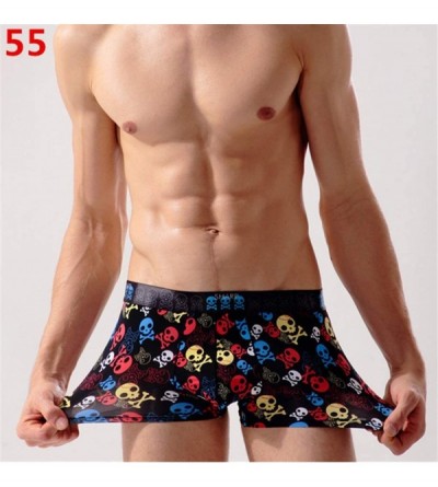 Boxers Sexy Men Underwear Ice Silk Boxers Shorts Printed Mid-Rise Pouch Underpants Ropa Interior - 58 - CW18WK8SUG3 $18.94