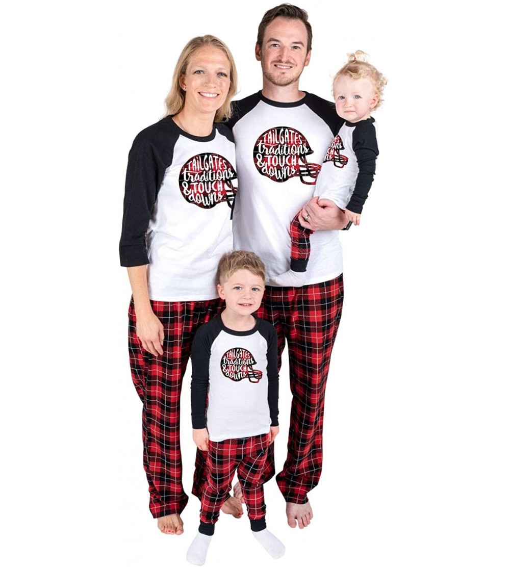 Sleep Sets Tailgates Traditions Touchdowns - Matching Family Pajama Set - White/Black|red Buffalo Plaid - C01926UA44N $22.45