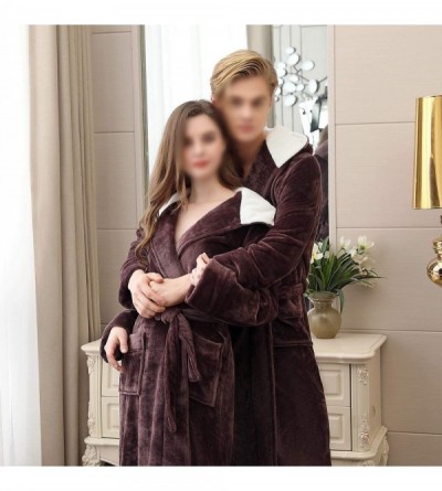 Robes Flannel Couple's Hooded Long Bathrobe - Coffee(womens) - C31930RAYXD $34.52