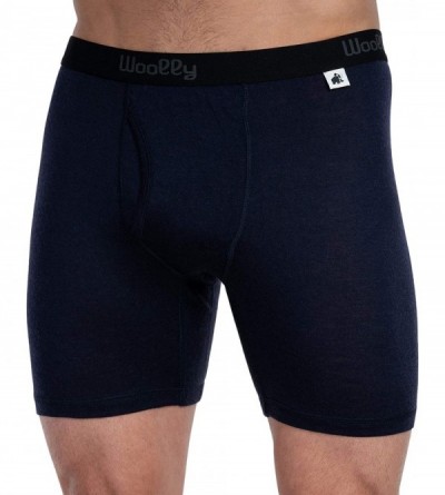 Boxer Briefs Men's Merino Wool Long Drop Boxer Brief - Everyday Weight - Wicking Breathable Anti-Odor - Navy - CS1869I2EYH $4...