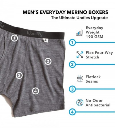 Boxer Briefs Men's Merino Wool Long Drop Boxer Brief - Everyday Weight - Wicking Breathable Anti-Odor - Navy - CS1869I2EYH $2...