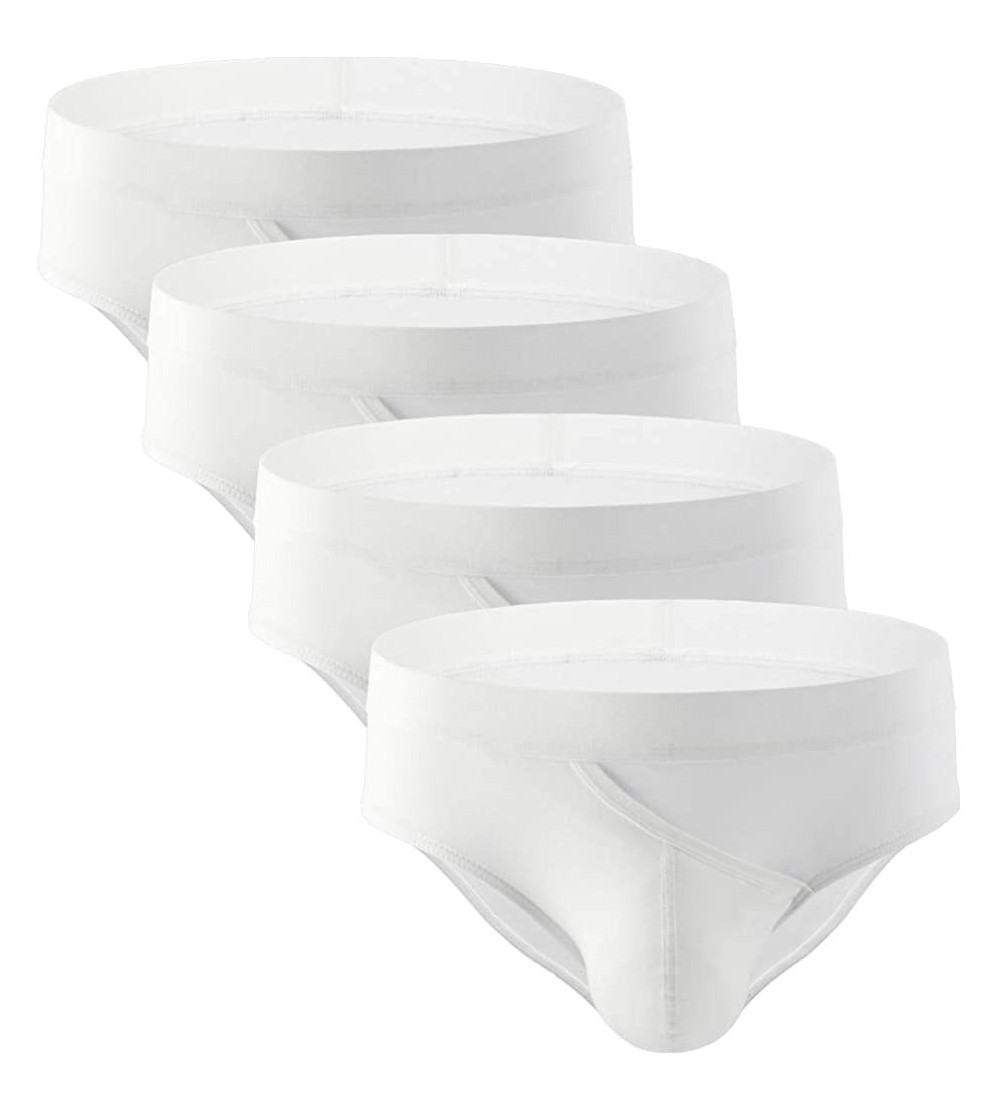 Briefs Mens Cotton Briefs Fly Front Pouch Underwear Pack - 4-pack White - CC18RRCTKWG $19.94