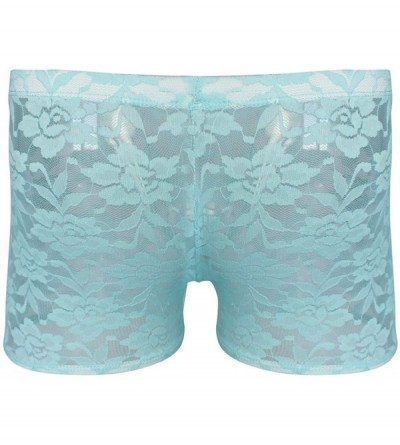 Boxer Briefs Mens Romance Travel Flower Lace Sheer Boxer Briefs Trunks Shorts Underwear - Blue - C0124KFNA49 $13.23