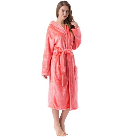Robes Unisex Plush Warm Fleece Bathrobe Long Robes Housecoats Sleepwear - Watermelon - C8193N4CWS3 $29.32
