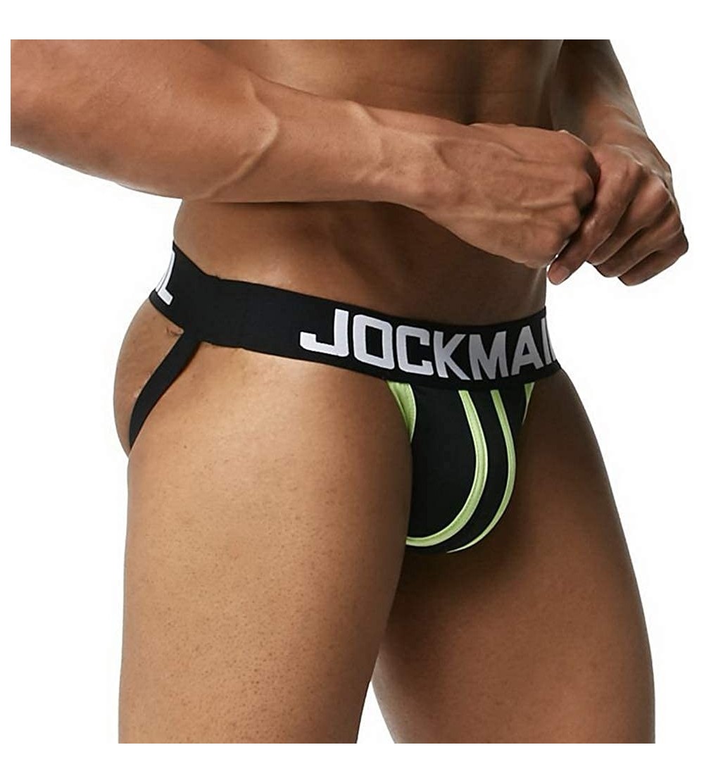 G-Strings & Thongs Mens Cotton Jockstrap with Super Wide Waistband Breathable Athletic Supporters for Men - Black - CA190LG4H...