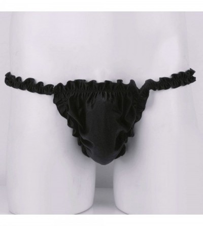 G-Strings & Thongs Men's Ruffle Mooning Skirted Open Buttocks Thong Underpants - Black - CW188R0TXZ4 $12.42
