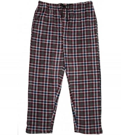 Sleep Bottoms Men's Super Soft Micro Fleece Pajama Pants - Grey-burgandy - CF18LSM2CGS $16.66